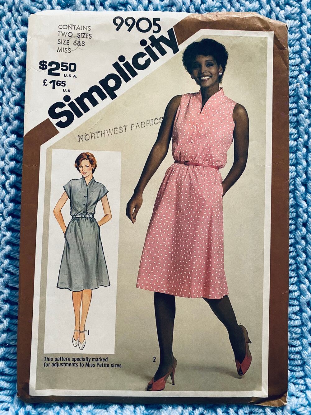 Simplicity sewing pattern  9905 fit and flare dress 1980s